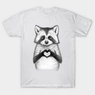 Raccoon with heart T-Shirt